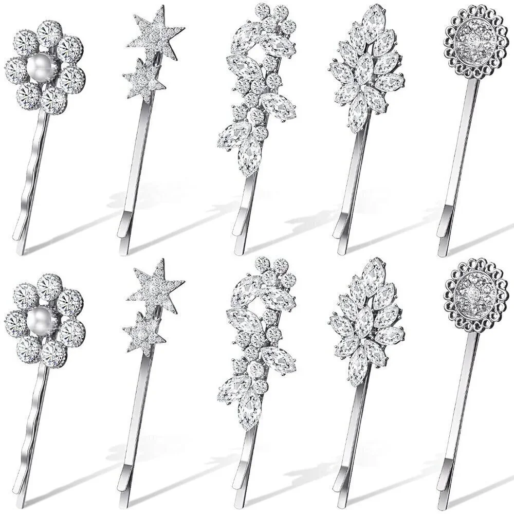 10 Pcs Vintage Hair Pins for Women Vintage Rhinestone Bobby Pin Star Decorative
